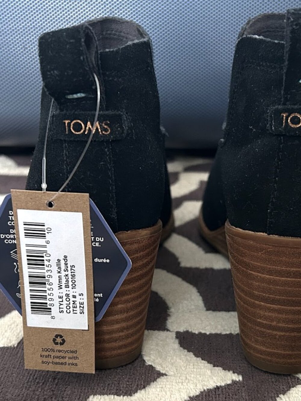 TOMS black ankle booties, new with tags, size 5